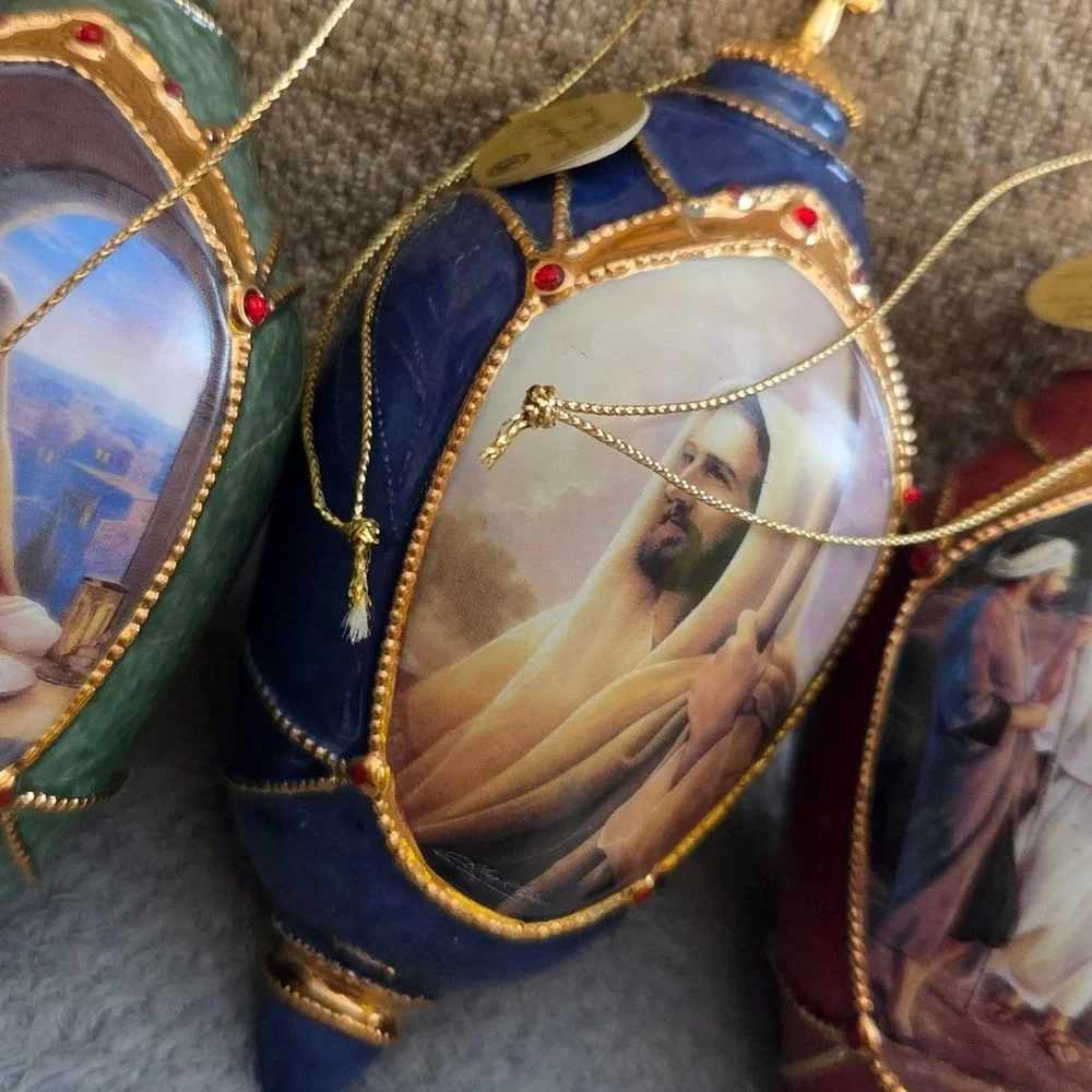 Bradford Editions Greg Olsen Porcelain Ornaments Set 3 Multicolor Excellent 2002
